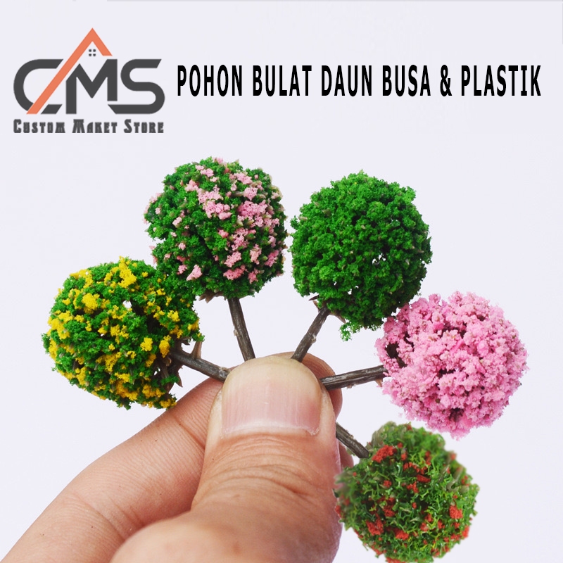 MAKET MINIATUR POHON BULAT DAUN BUSA & PLASTIK