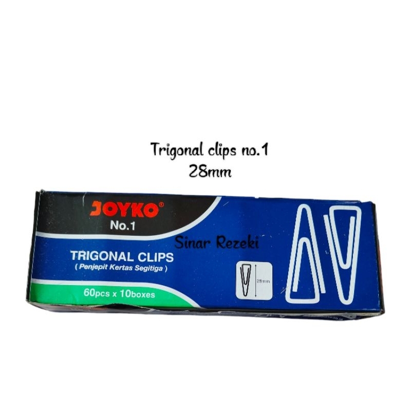 10 kotak Trigonal clip/trigonal clip no.1/trigonal clip no.3/penjepit kertas segitiga/trigonal clips