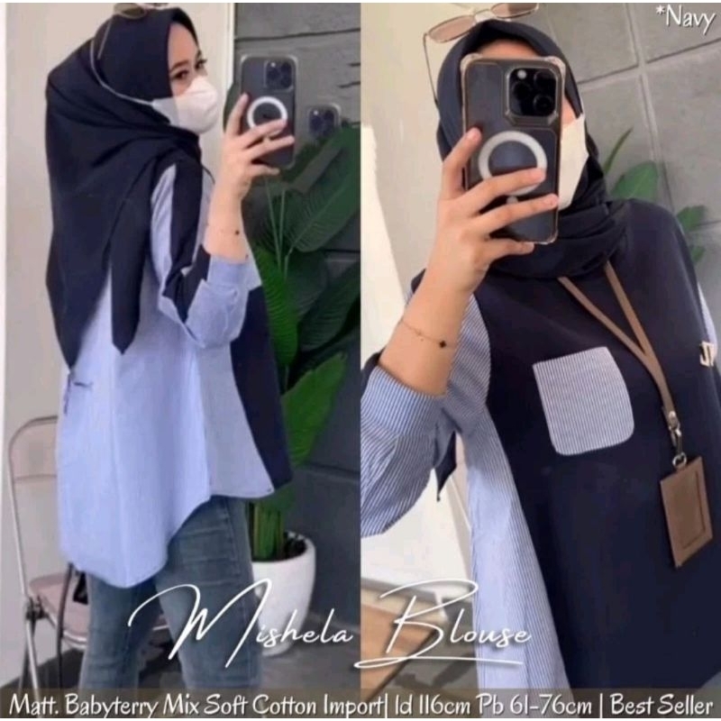 MISHELA BLOUSE / PAKAIAN WANITA / BAJU WANITA / BAJU MUSLIM / BAJU KANTOR / KEMEJA KANTORAN / BUSANA