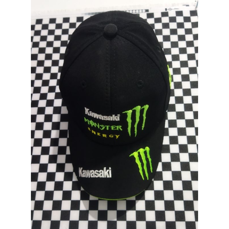 Topi anak racing  hitam monster energi