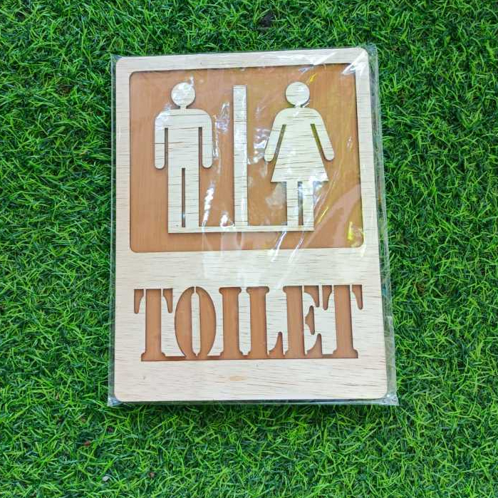 PAPAN TANDA TULISAN TOILET - Tulisan Kayu Timbul Laser Cutting