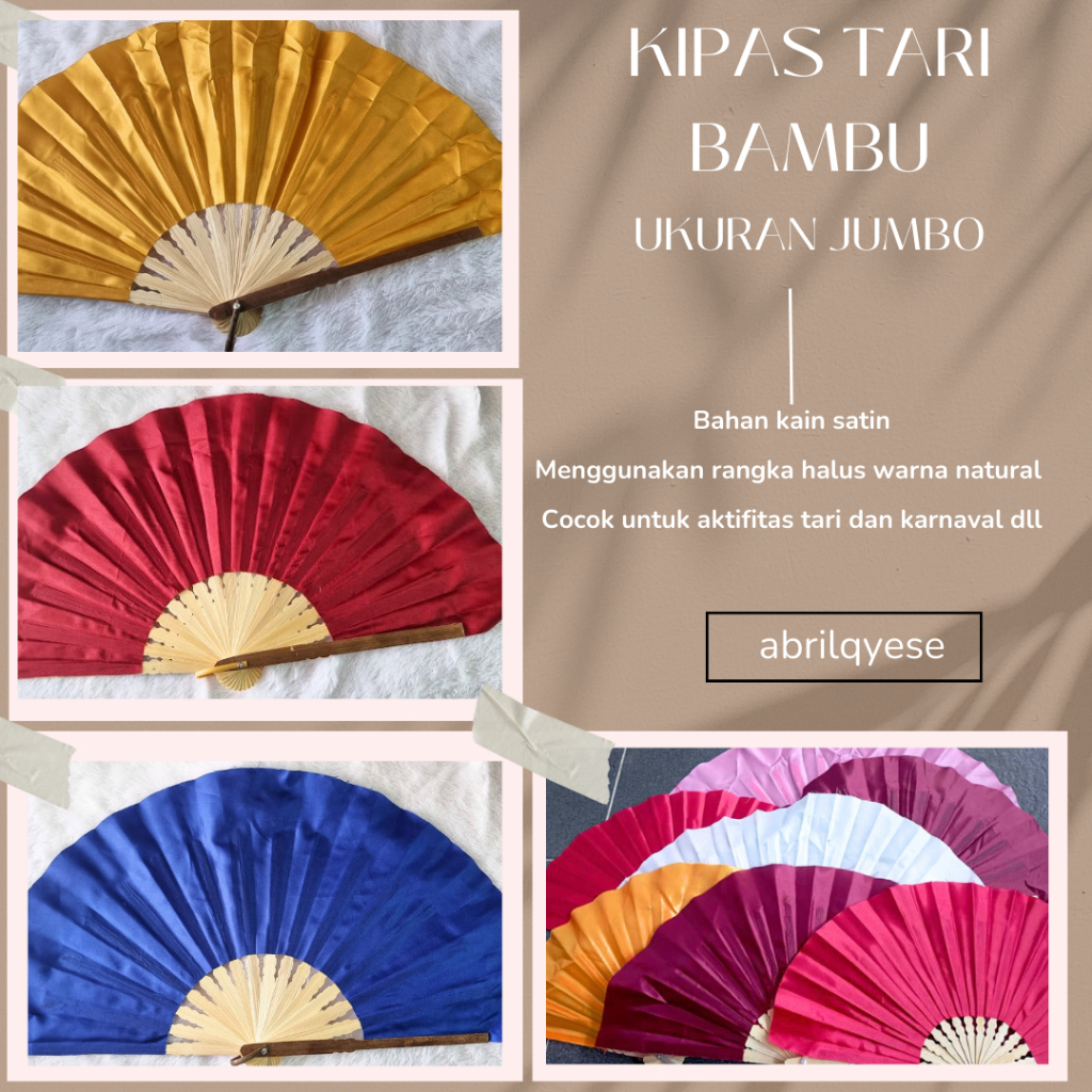 TermURAH Kipas Lipat Tangan / Kipas Tari Bambu ukuran JUMBO / Kipas Tangan / Kipas Souvenir / kipas 