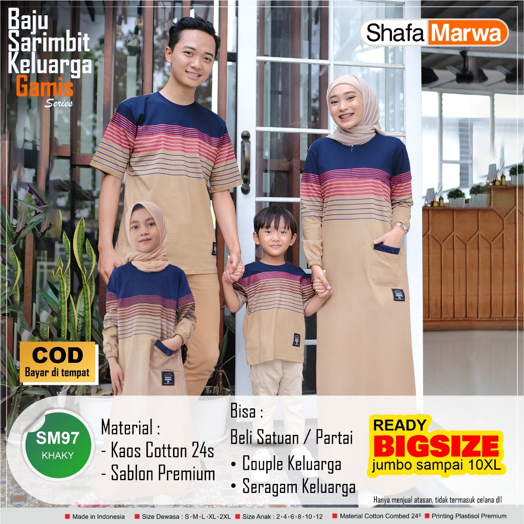 Shafamarwa Kaos Sarimbit keluarga Couple Family Dress Gamis Series Ayah Bunda Anak SM97 Khaky Shafa 
