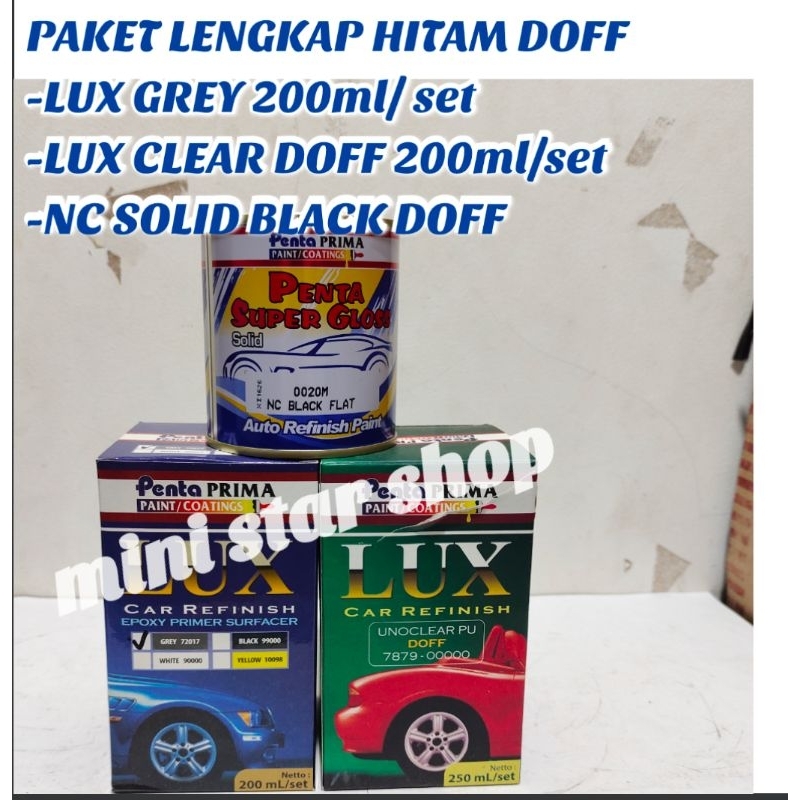 PAKET LENGKAP NC SOLID BLACK DOFF/ HITAM DOFF ,CAT PENTA SUPER GLOSS