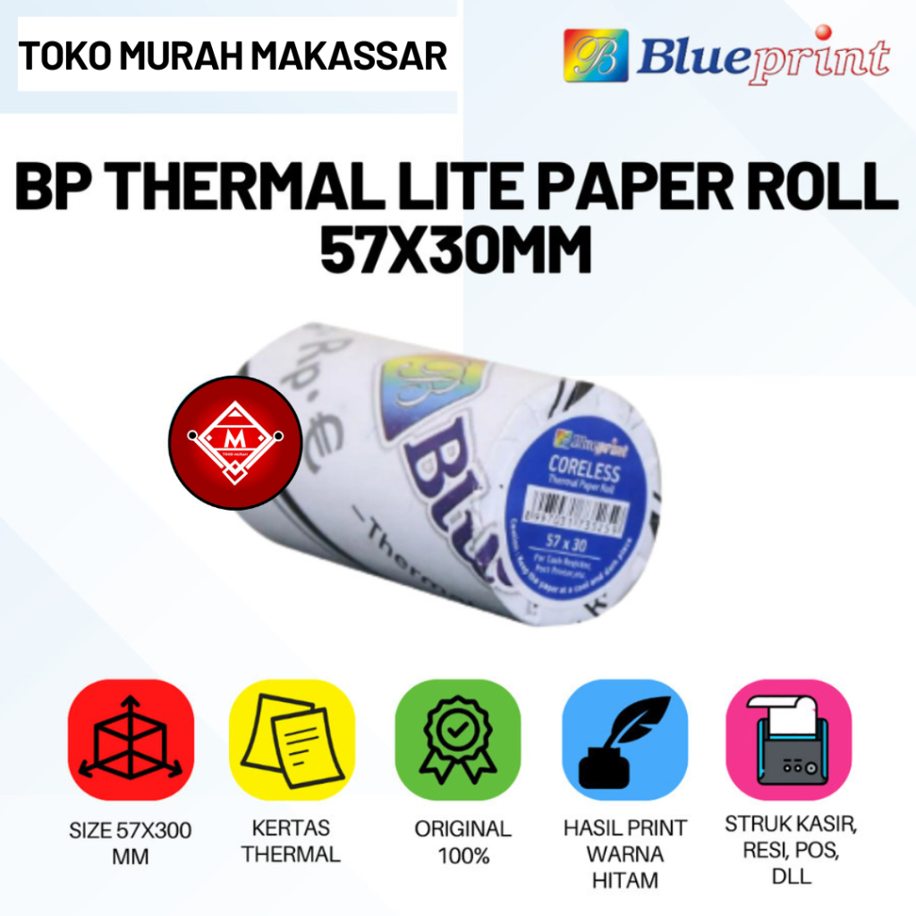 

BP Thermal Lite Paper Roll 57 X 30mm / Blueprint Thermal / BP-PROL06