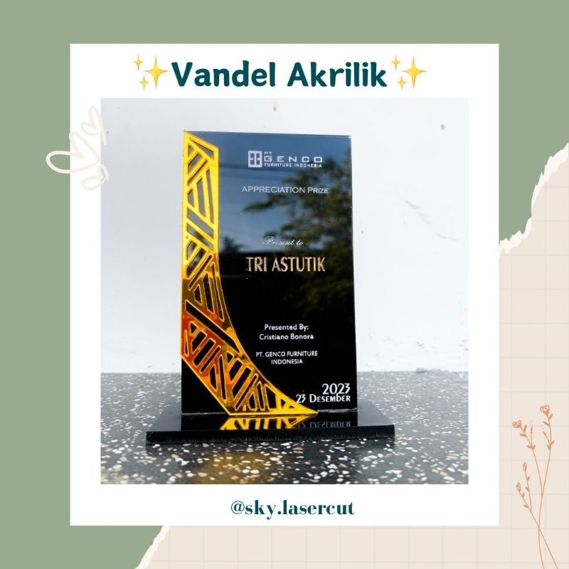 Vandel Akrilik Plakat Akrilik Piala Akrilik Piagam Akrilik Vandel Akrilik Custom