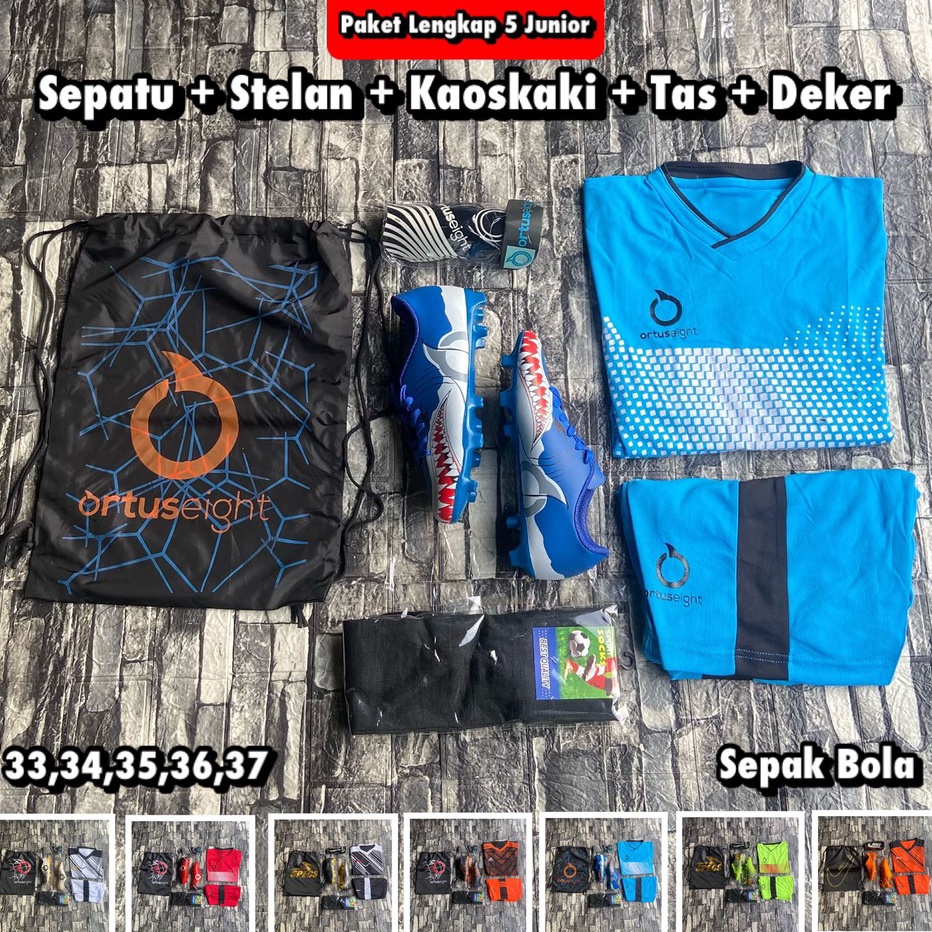 Sepatu Bola Paket Komplit Ortus Hiu Anak  Junior ywn