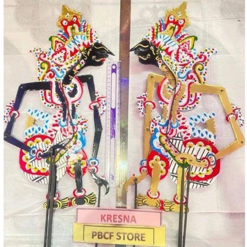 WAYANG BATHARA KRISNA WAYANG KRESNO WAYANG KRISNA 2 PCS HITAM & EMAS WAYANG KARTON DUPLEX MAINAN ANA