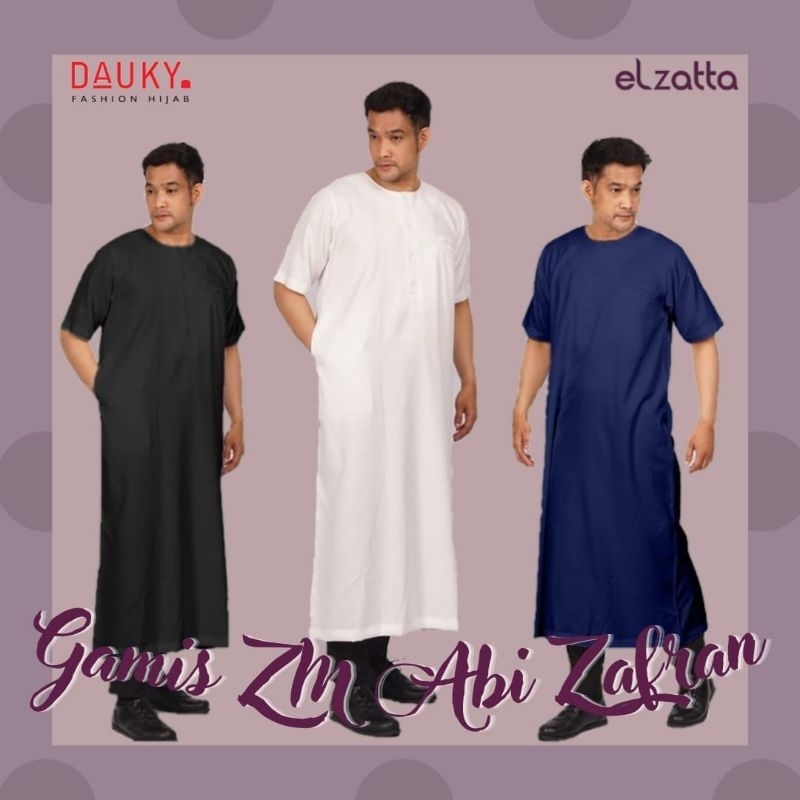 Jubah Koko Gamis Abi Zafran Gamis Pria Dewasa  Muslim Polos Lengan Pendek Premium Elzatta