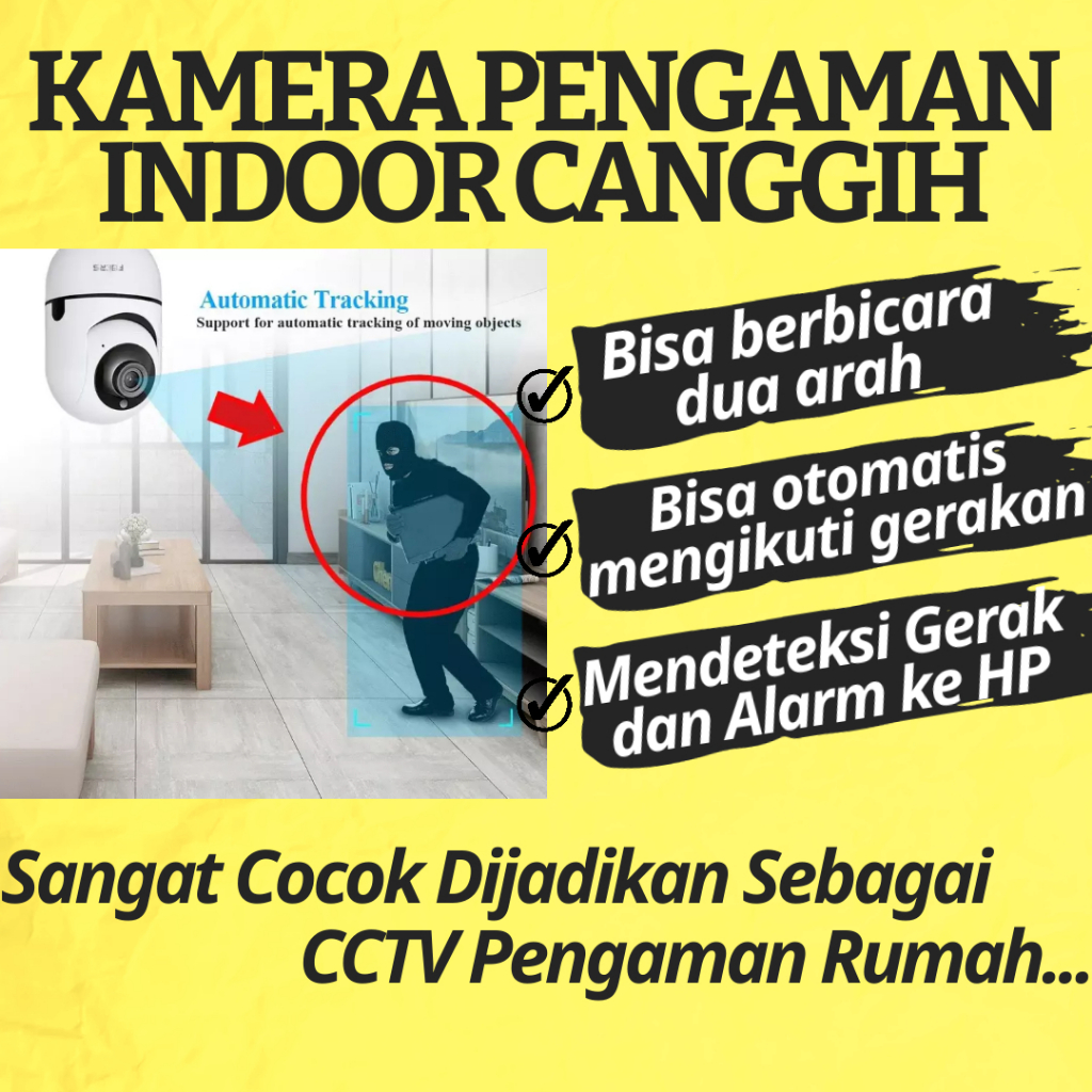 Kamera CCTV Wifi Pintar Pengintai  Pengaman Rumah Indoor-Spycam Tersembunyi Terhubung Konek Jarak Ja