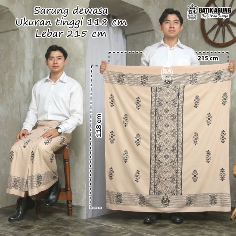 SARUNG BATIK PRIA MOTIF SARWON SARANG TAWON COKSU COKLAT SUSU