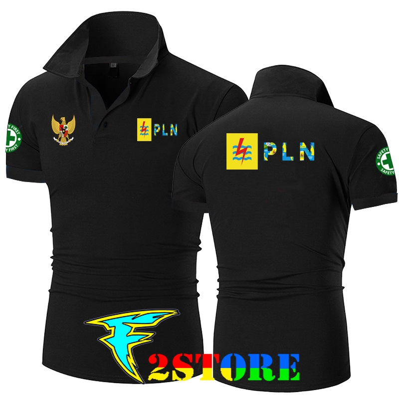 BAJU kerah model kaos kerah Belakang logo PLN  Depan LOGO PLN - F2ASTORE