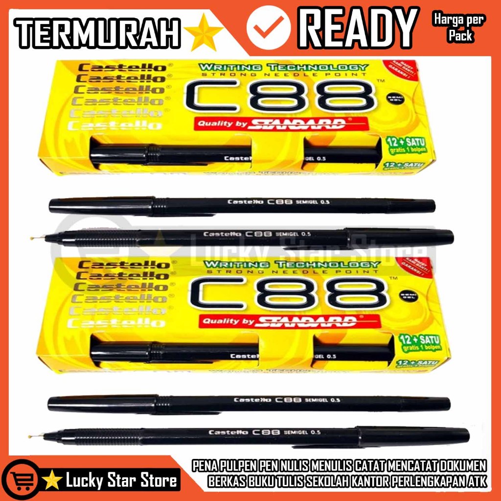 

BOLPEN PENA STANDARD C88 PULPEN PEN BALLPOINT PER PACK NULIS MENULIS CATAT MENCATAT DOKUMEN BERKAS BUKU TULIS SEKOLAH KANTOR PERLENGKAPAN ATK PENULISAN TITIK JARUM KUAT TINTA 0.5 MM BLACK HITAM PEKAT SEMI GEL KERTAS BOOK PAPER LAPORAN TUGAS PELAJARAN