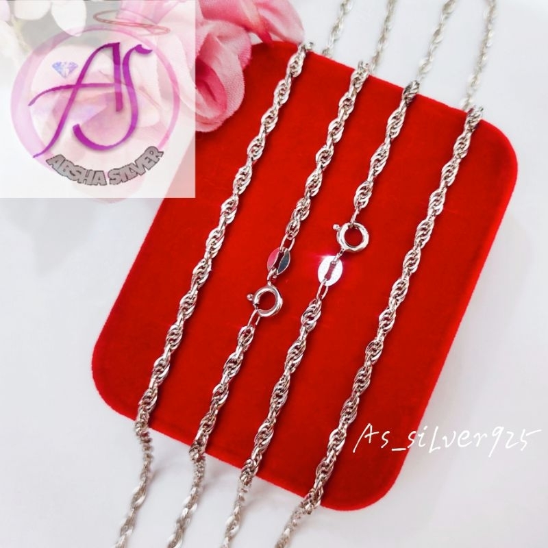 KALUNG PERAK TAMBANG UKIR PLINTIR PRIA WANITA ASLI SILVER 925 LAPIS MAS PUTIH_KALUNG RANTAI UNISEX