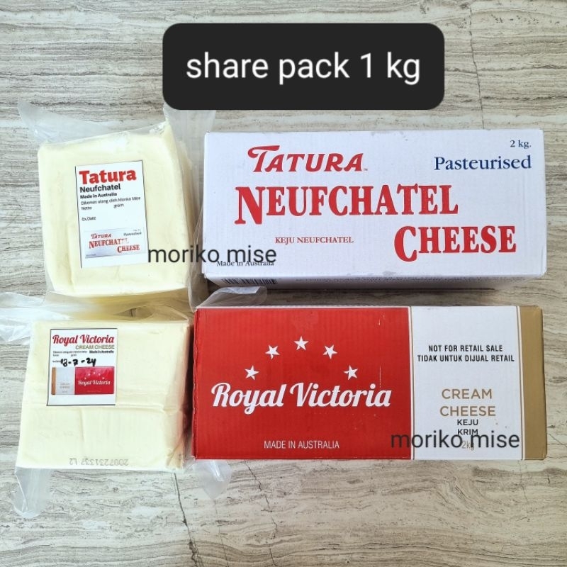 

[ SHARE PACK 1 kg ] tatura neufchatel cream cheese 2 kg / keju royal victoria cream cheese 2 kg / krim keju neufchatel yummy heavy cream cheese / cheese cake kue keju