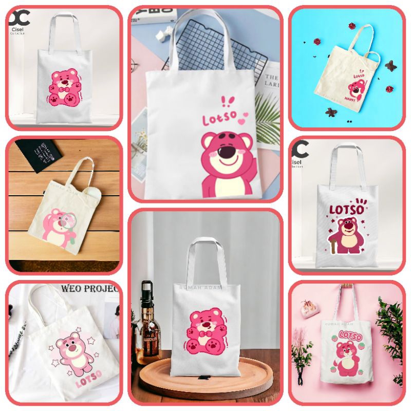TOTE BAG KREM LOTSO-TOTE BAG LUCU-TOTE BAG SOUVENIR
