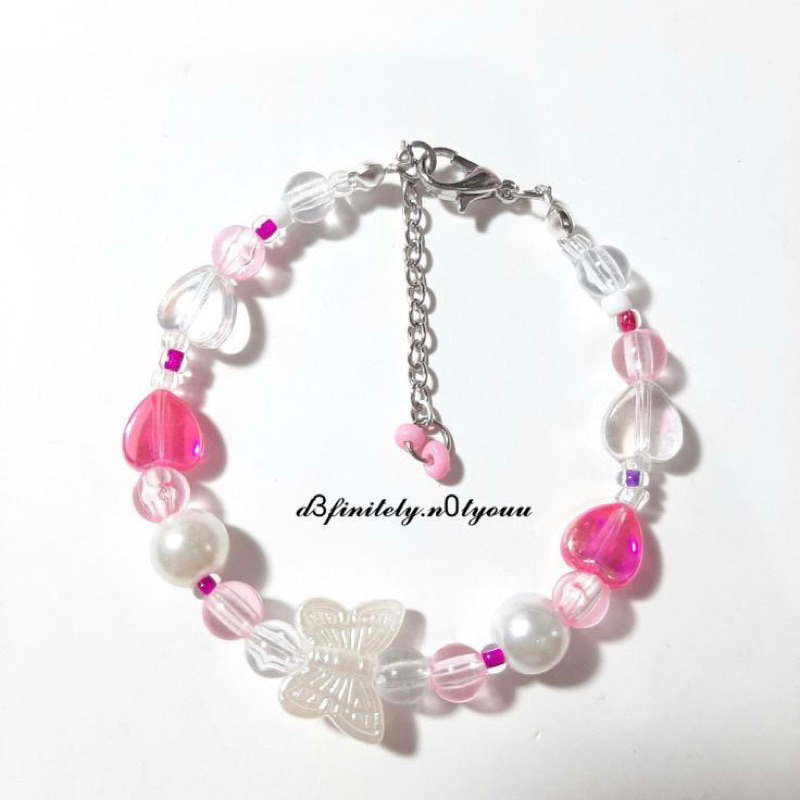 Beads Bracelet Butterfly / Beads Bracelet peach / Gelang manik terbaru