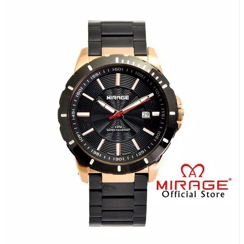 jam tangan mirage rante sport  8549 wanita hitamrose original tahan air