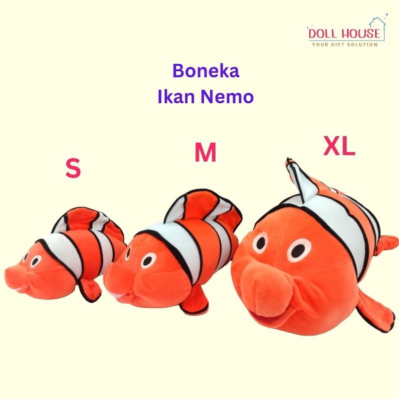 Boneka Ikan Nemo / Boneka Nemo / Boneka Ikan Laut / Boneka Hewan Laut / Boneka Binatang Laut