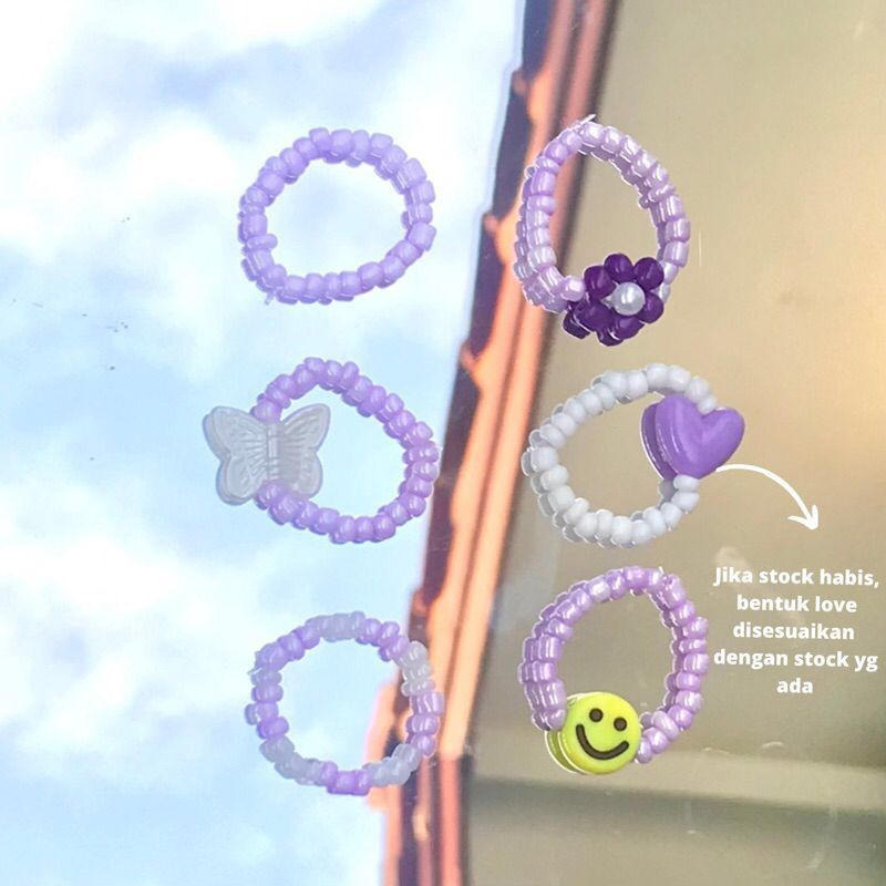 cincin manik korea set isi 6/ cincin manik paket murah lucu