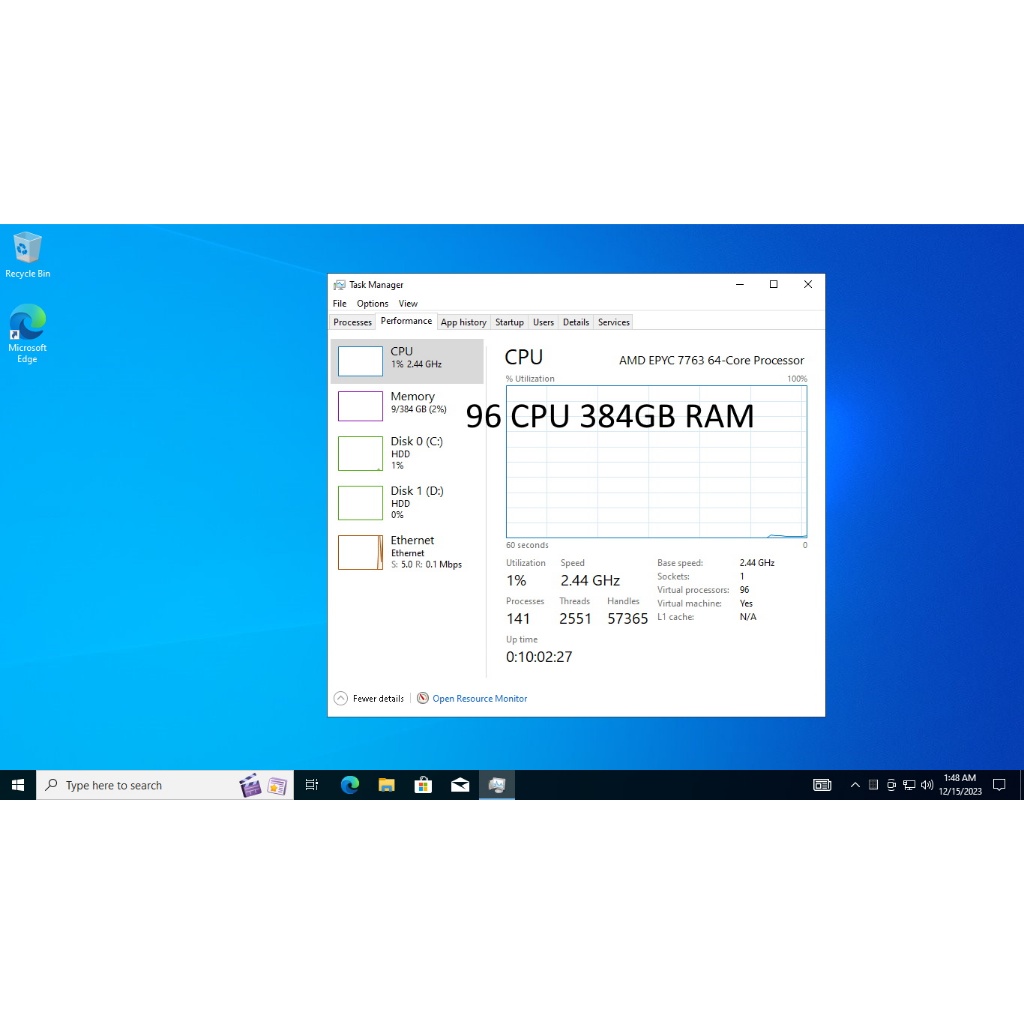 RDP Support,Emulator,OBS,Bot, Windows,Linux 96 CPU 384GB RAM