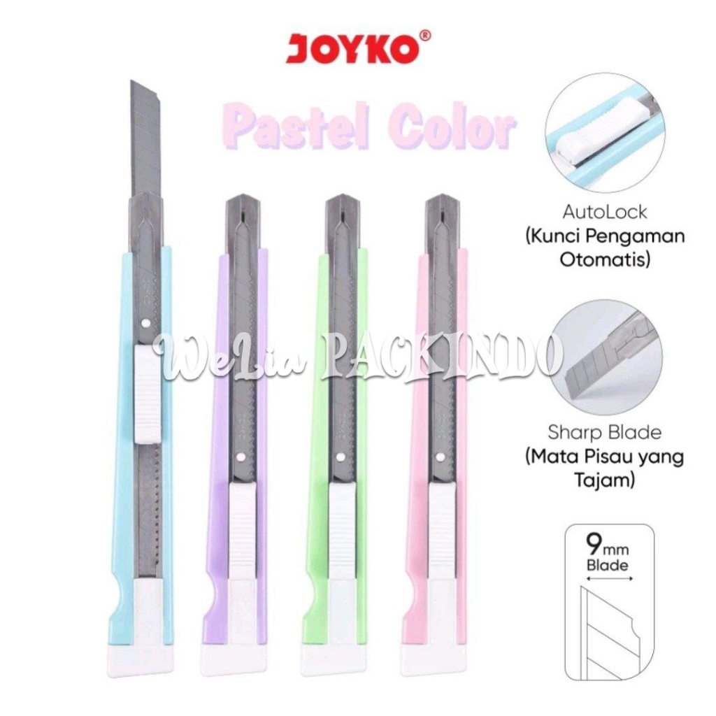 

Pisau Cuter Cutter Joyko A-300A Pastel Color Warna Biru Hijau Pink Ungu
