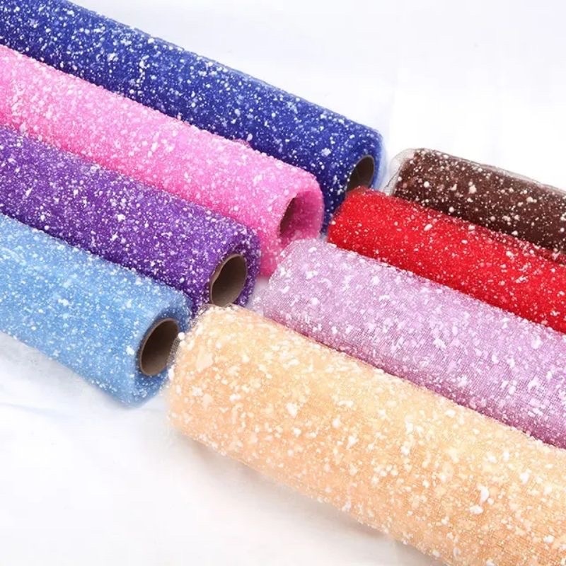 

￼[ 1 Roll ] Snow Tile Roll / Kain Tile Salju / Snowy Wrapping Paper / Flower Wrapp / Kertas Buket