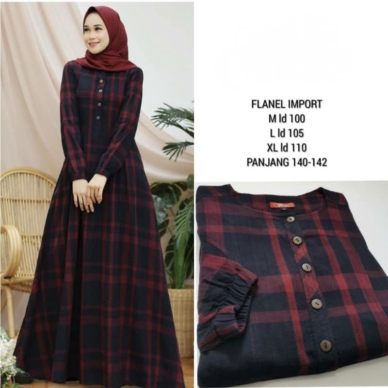 GAMIS FLANEL KOTAK KOTAK IMPORT PREMIUM QUALITY ORIGINAL