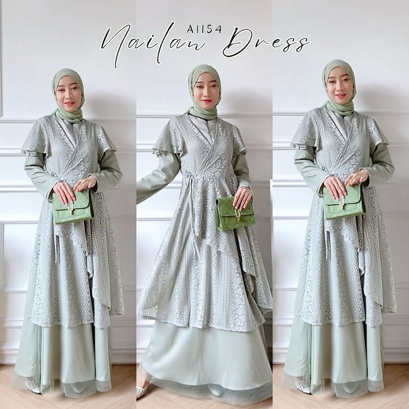 gamis pesta hijau sage gamis pesta terbaru gamis kondangan terbaru gamis lebaran terbaru