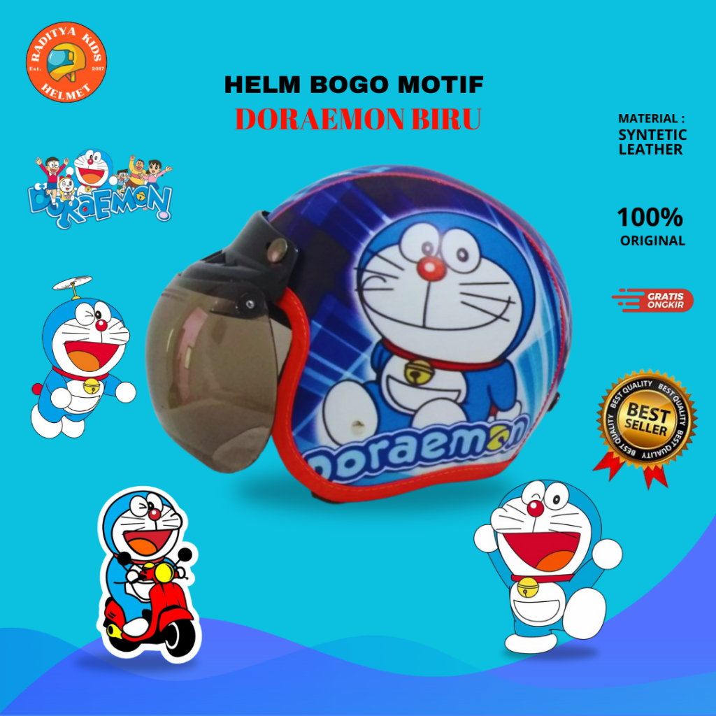 Helm anak bogo gambar doraemon