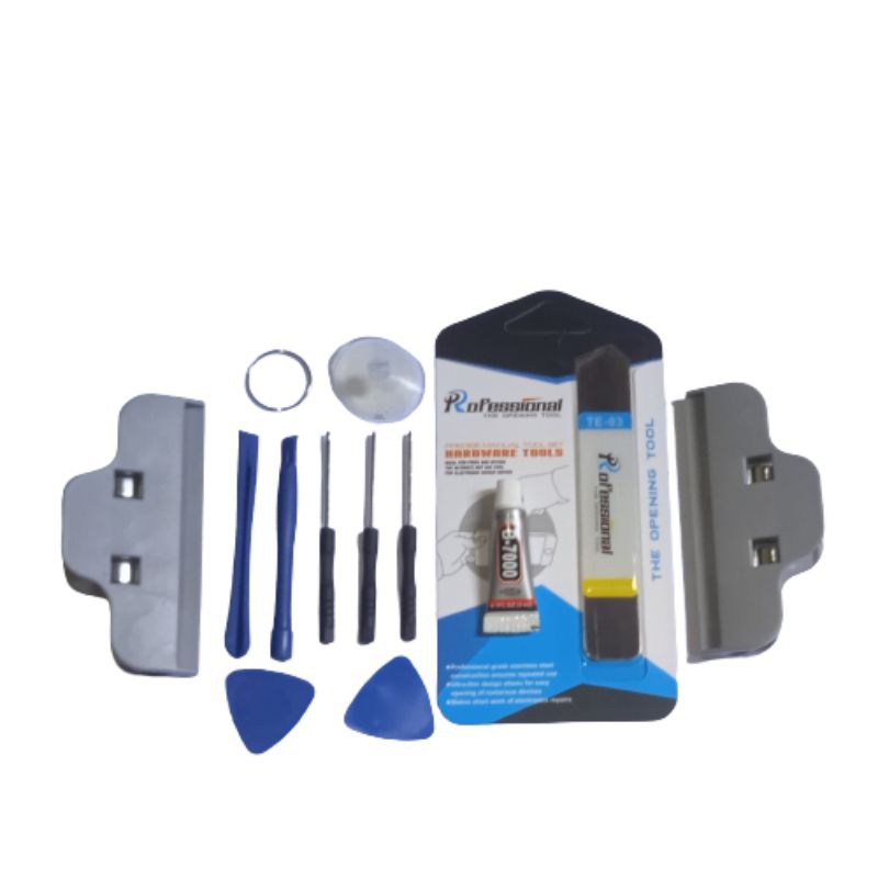 paket komplit obeng 8in lem B7000 3ml besi congkel 2 penjepit Lcd paket komplit obeng 8in