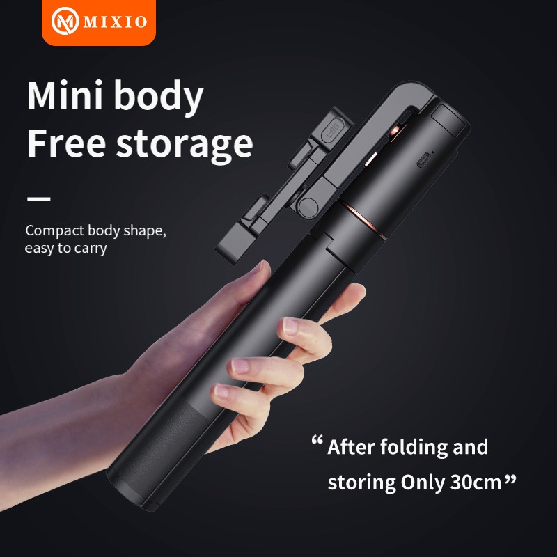 MIXIO A100 Auto Face Tracking Tripod 1.5M Gimbal Handphone Stabilizer 360° With Dual Lampu Led-3