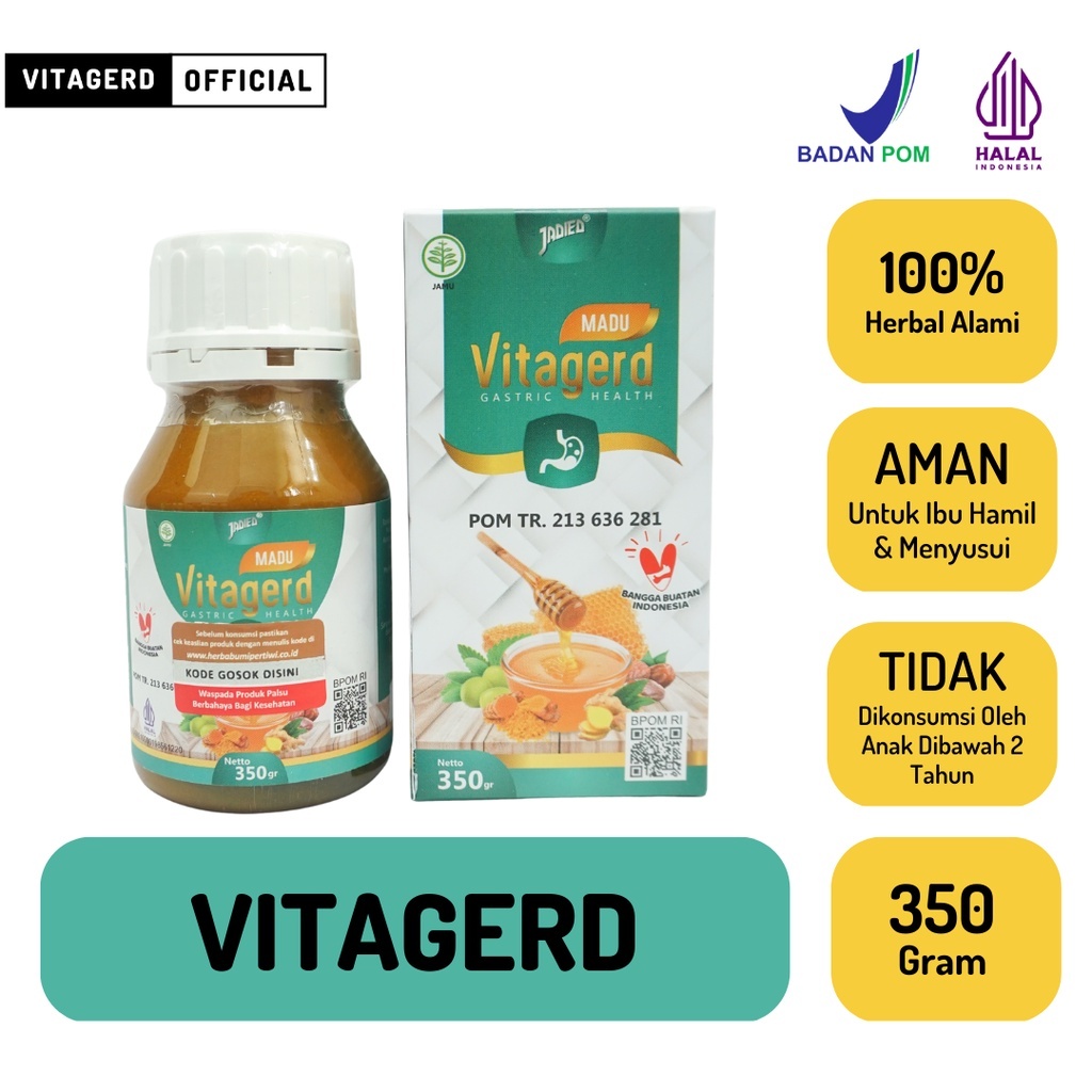 

Vitagerd Madu Untuk Meredakan Gejala Maag, Asam lambung Dan GERD Isi 350 Gram