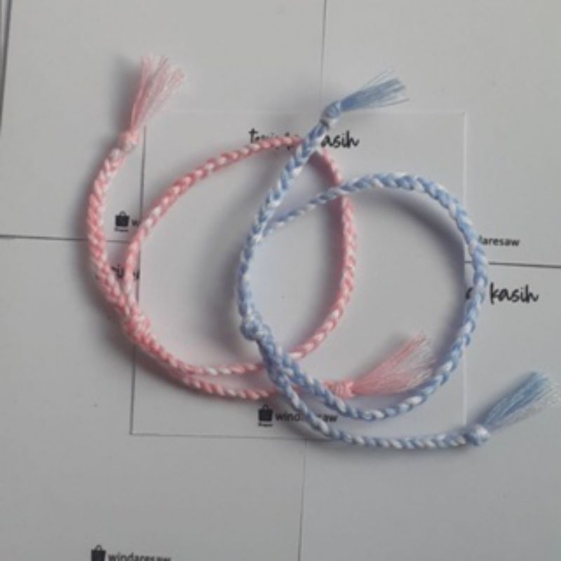 white line gelang tali pastel/gelang kepang/gelang benang/bangle