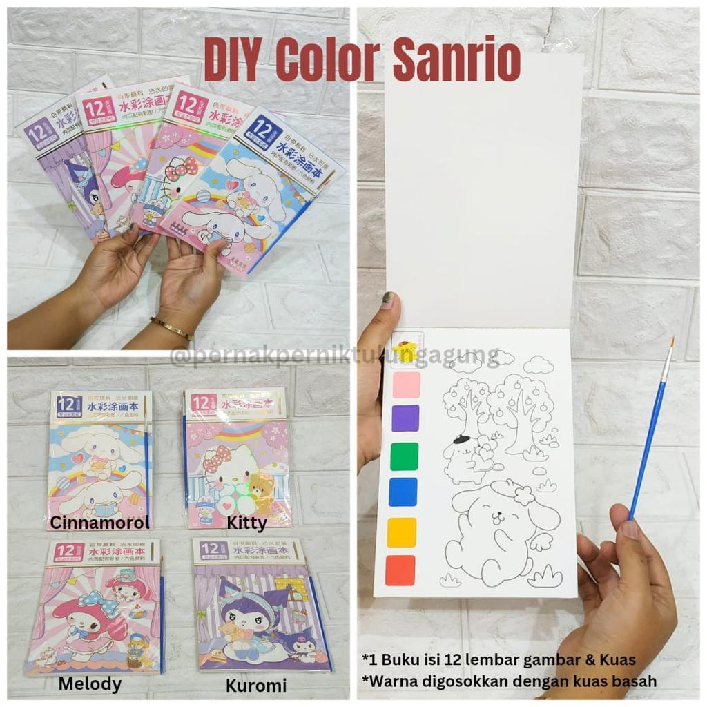 

DIY Color Sanrio/Buku Mewarnai/Buku Warna Sanrio/Cat Air/Simpel/Buku Melukis