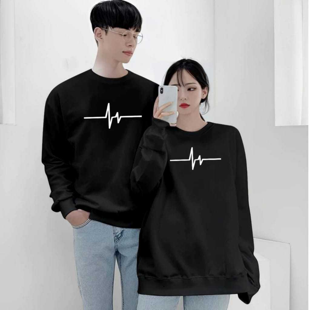 Baju couple pria dan wanita/ couple LOGO DETAK JANTUNG/ kaos couple/ kaos tren couple/couple 2pcs