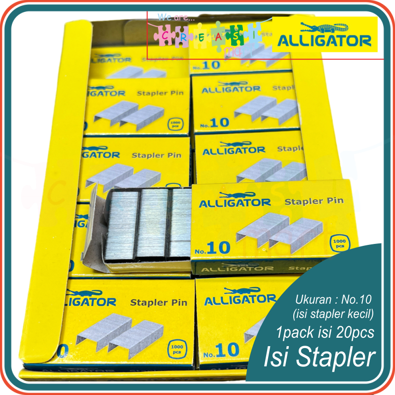 

Alligator Isi Staples Kecil No.10 1pack isi 20pcs Refilll Stapler Pin 100% Original