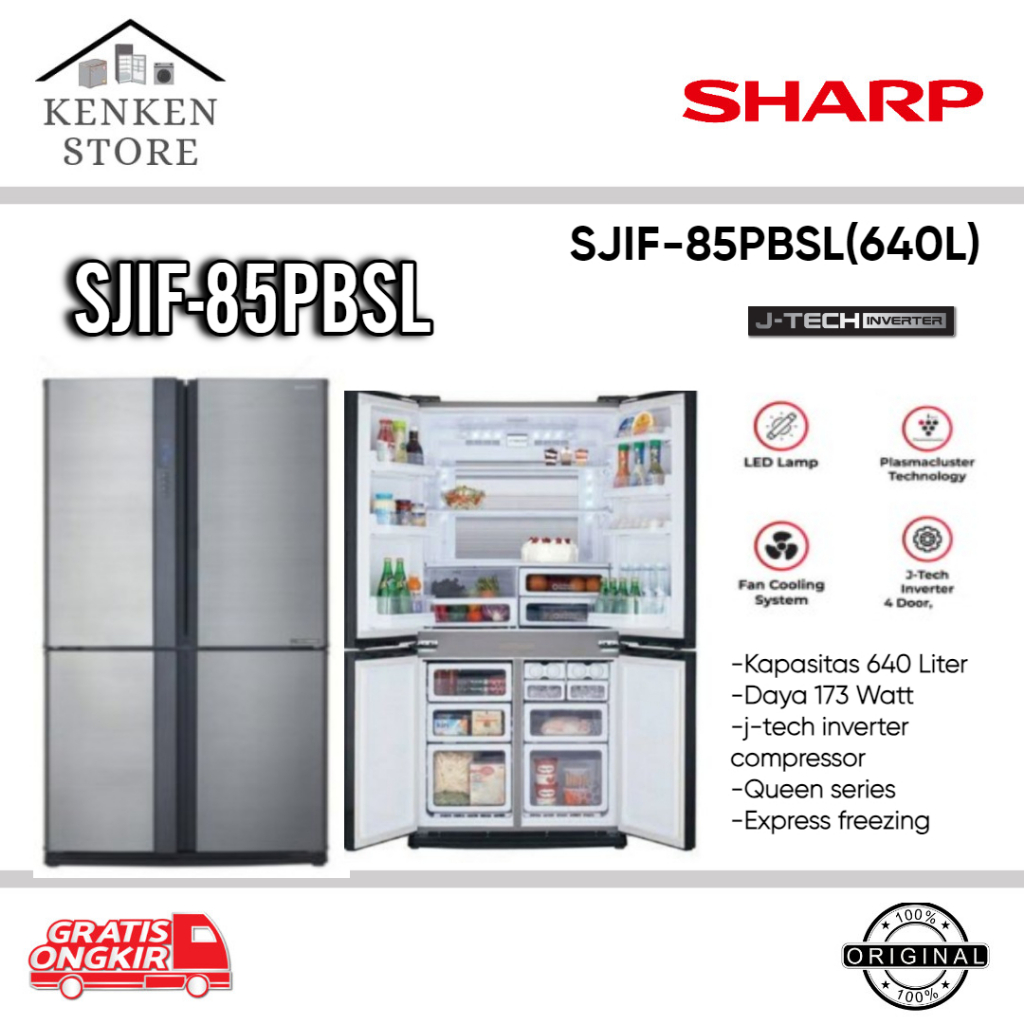 KULKAS SHARP SIDE BY SIDE SJIF85PBSL