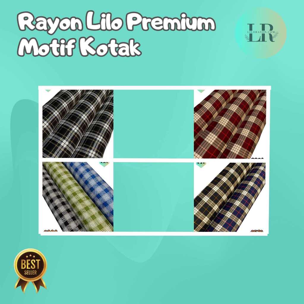 Rayon Lilo Motif Kotak 100 - 150 Yard / Roll Kain