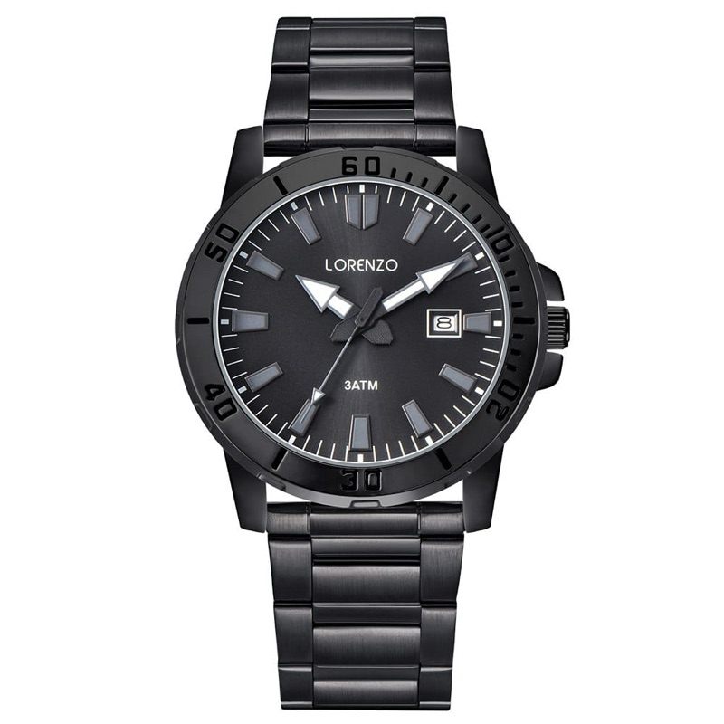 ( BISA COD ) Jam Tangan Pria LORENZO R-6105 Original Rantai Stainless Steel Tanggal Aktif Jam Tangan