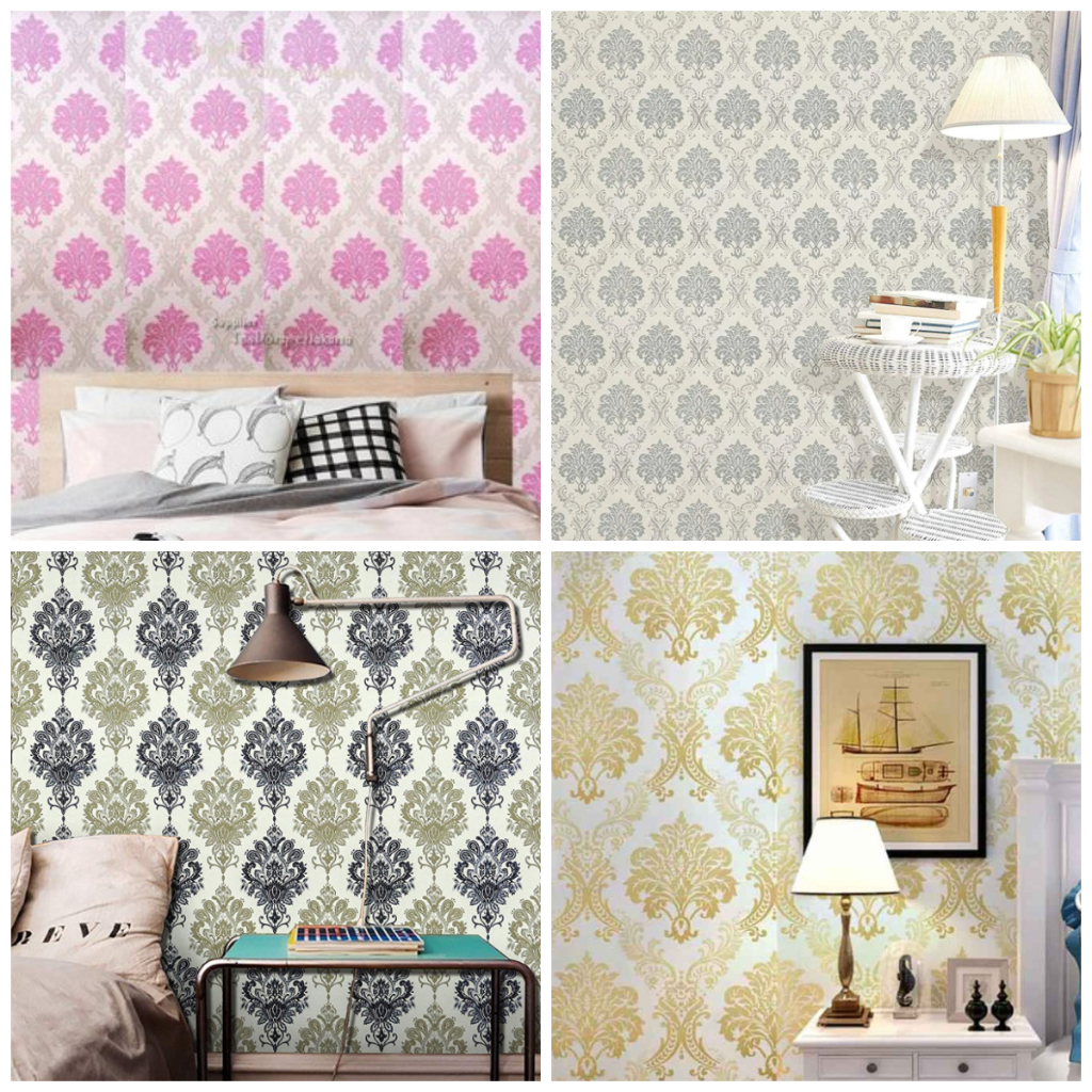 Wallpaper Stiker Dinding Motif Batik Pink Vintage GH025 Batik hitam Wallstiker Sticker Walldinding D