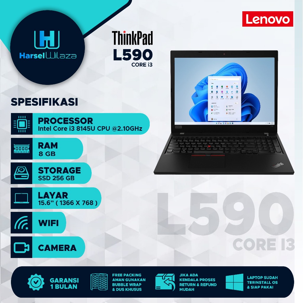 Jual Murah Laptop Lenovo Thinkpad L590 Core i3 Gen 8th