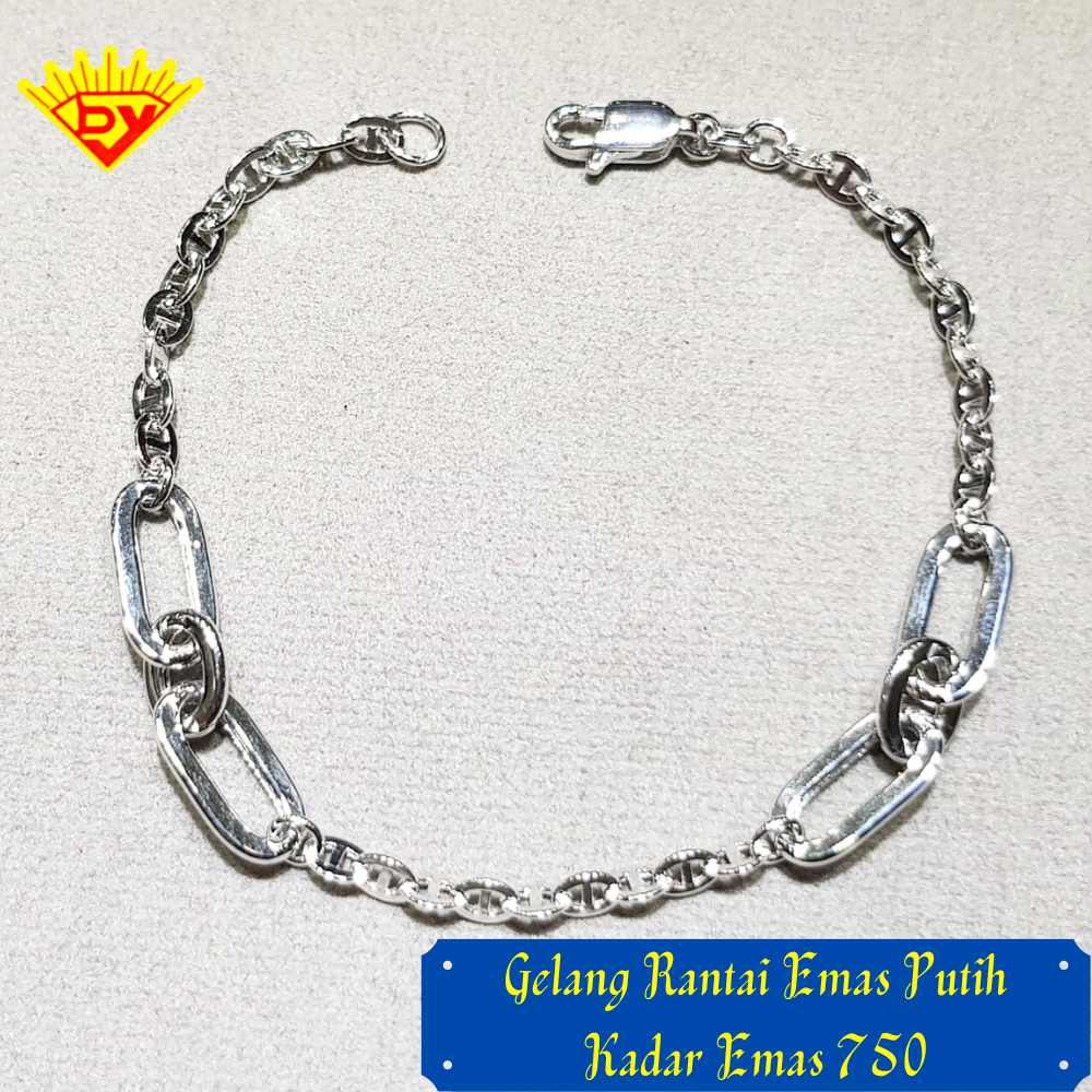 Gelang Rantai Emas Putih 822 Kadar Emas 750
