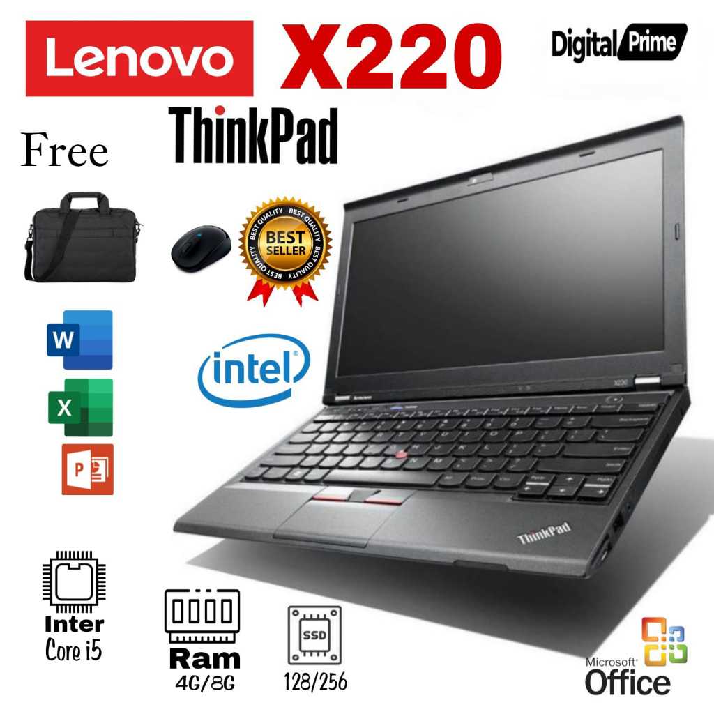Laptop Lenovo Thinkpad X220 Core I5/I7 Gen 2 RAM 8GB SSD 256GB Like baru Mulus Bergaransi 1 Bulan MU