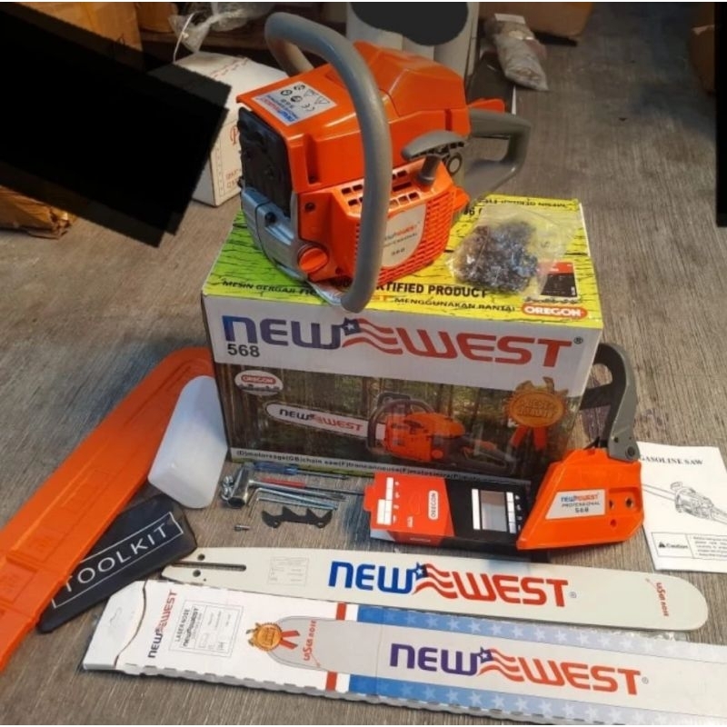 MESIN GERGAJI CHAINSAW NEW WEST 568 BAR BAJA 22"INC