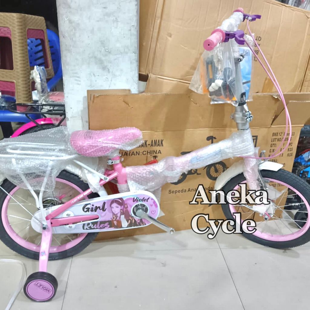 Sepeda Lipat Anak Roda Empat Cewek Perempuan Family Violet 16