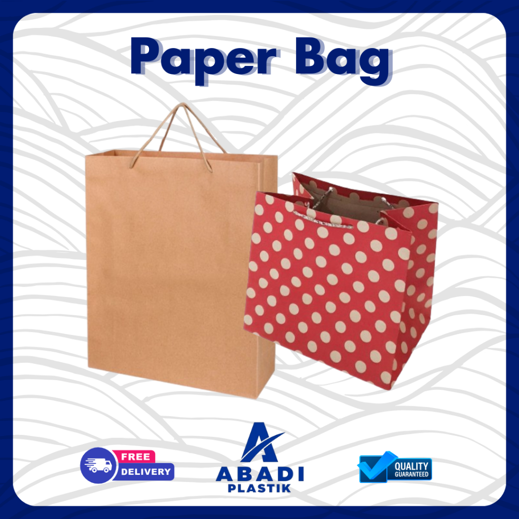 

[ ISI 12 PCS ] Paper Bag / Tas Kertas Kraft Polos Motif R5 R7