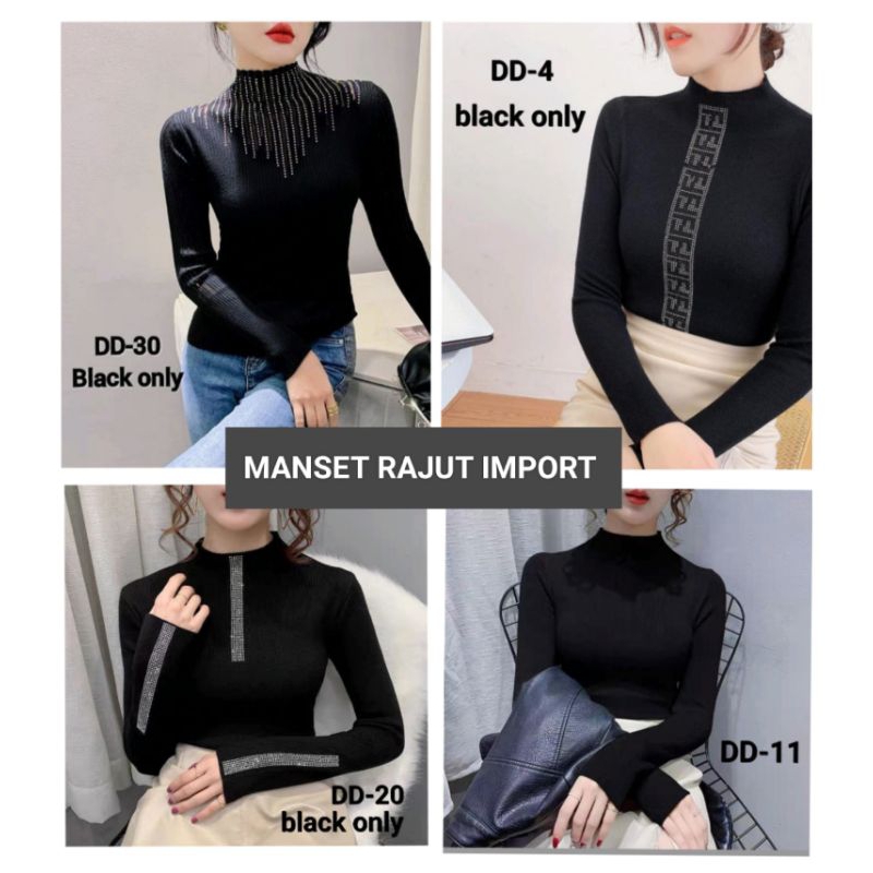Manset Rajut - Blouse Atasan Baju Knit Import Blink Korean Style