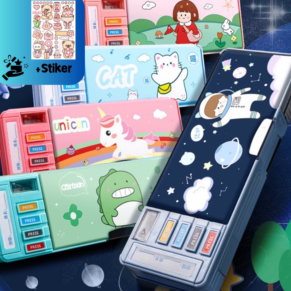 

Palng Popul4r Tempat Pensil Multifungsi Motif Unicorn Dinosaurus Astronot Untuk Anak TkKotak Pensil Pola Kartun Lapisan Ganda Tunggal dengan Rautan itas 112