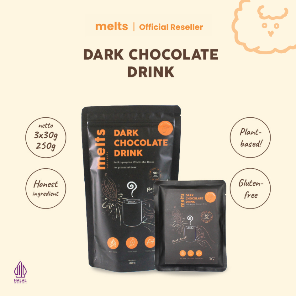 

DARK CHOCOLATE DRINK - Ready to Eat ! by Melts | Minuman Cokelat Plant Based Vegan Hot Chocolate Milkshake Milk Shake Sarapan Minuman Sereal Bubuk Instan Susu Kocok Pop Ice